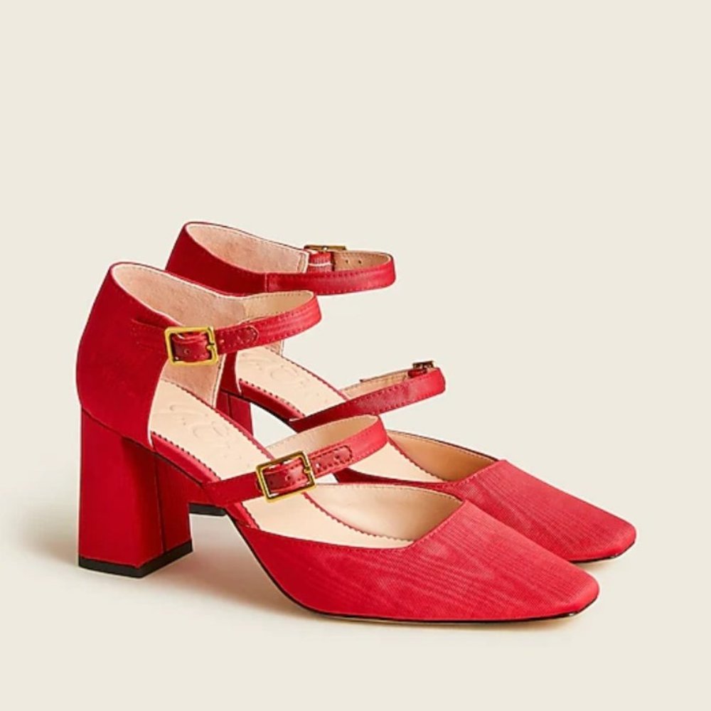 NEW J.Crew Marta Double Strap Pumps in Deep Ruby RedHeels Shoes 8.5